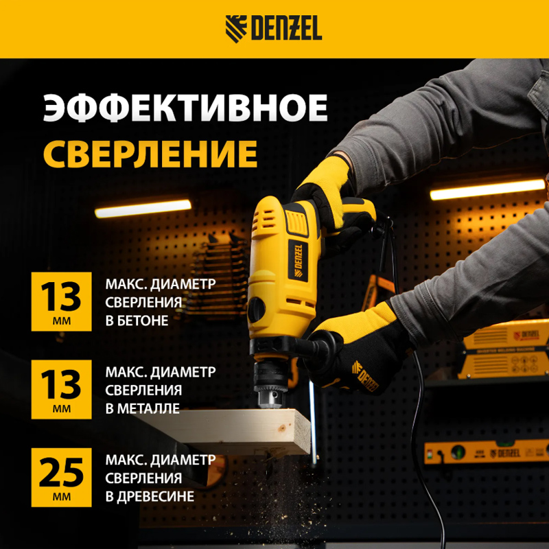 Дрель ударная купить по низкой цене DENZEL ID-750